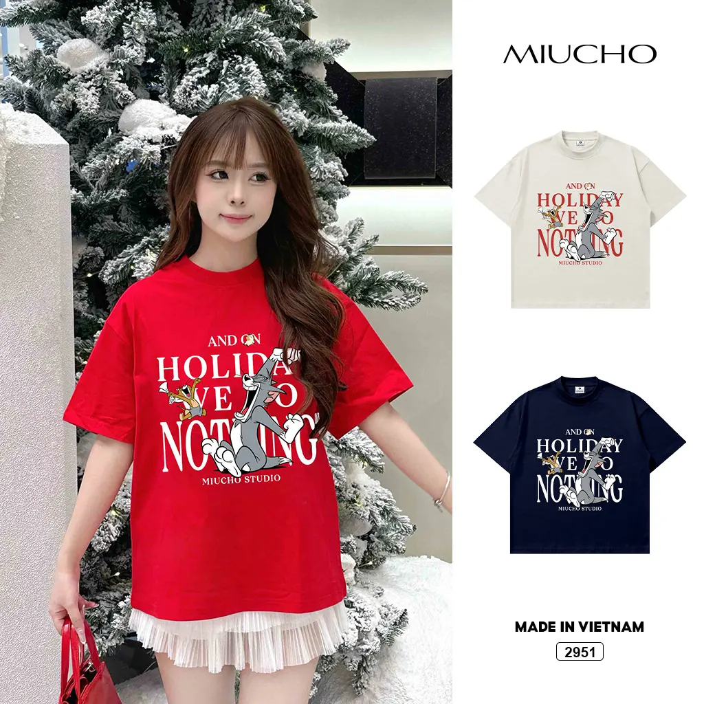 Áo thun Tết form boxy nam nữ Miucho vải mềm mại thấm hút tốt y2k Tom & Jerry 2951_thumbnail_1
