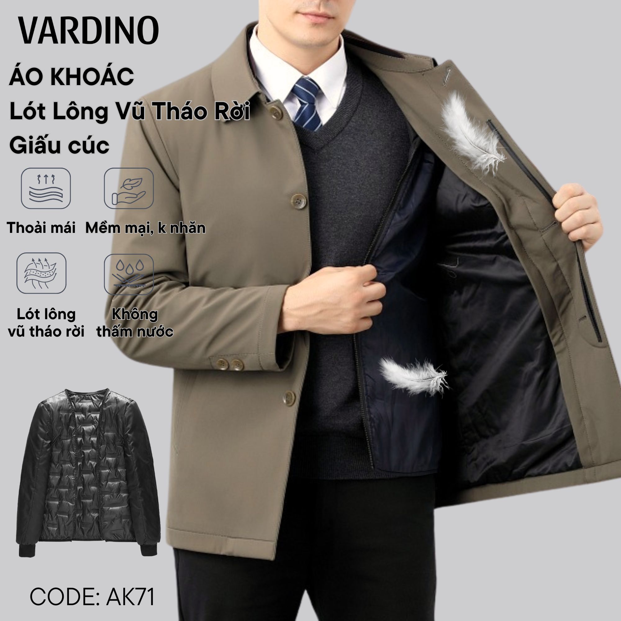 Áo khoác lông vũ tháo rời Vardino AK71_thumbnail_2