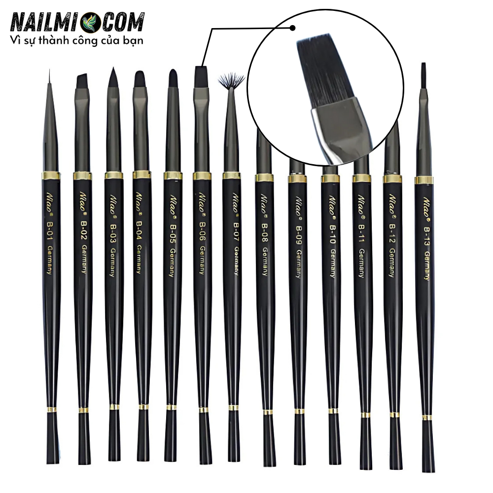 Cọ đắp gel - bản vuông - Niao - B06 - cán kim loại_thumbnail_1