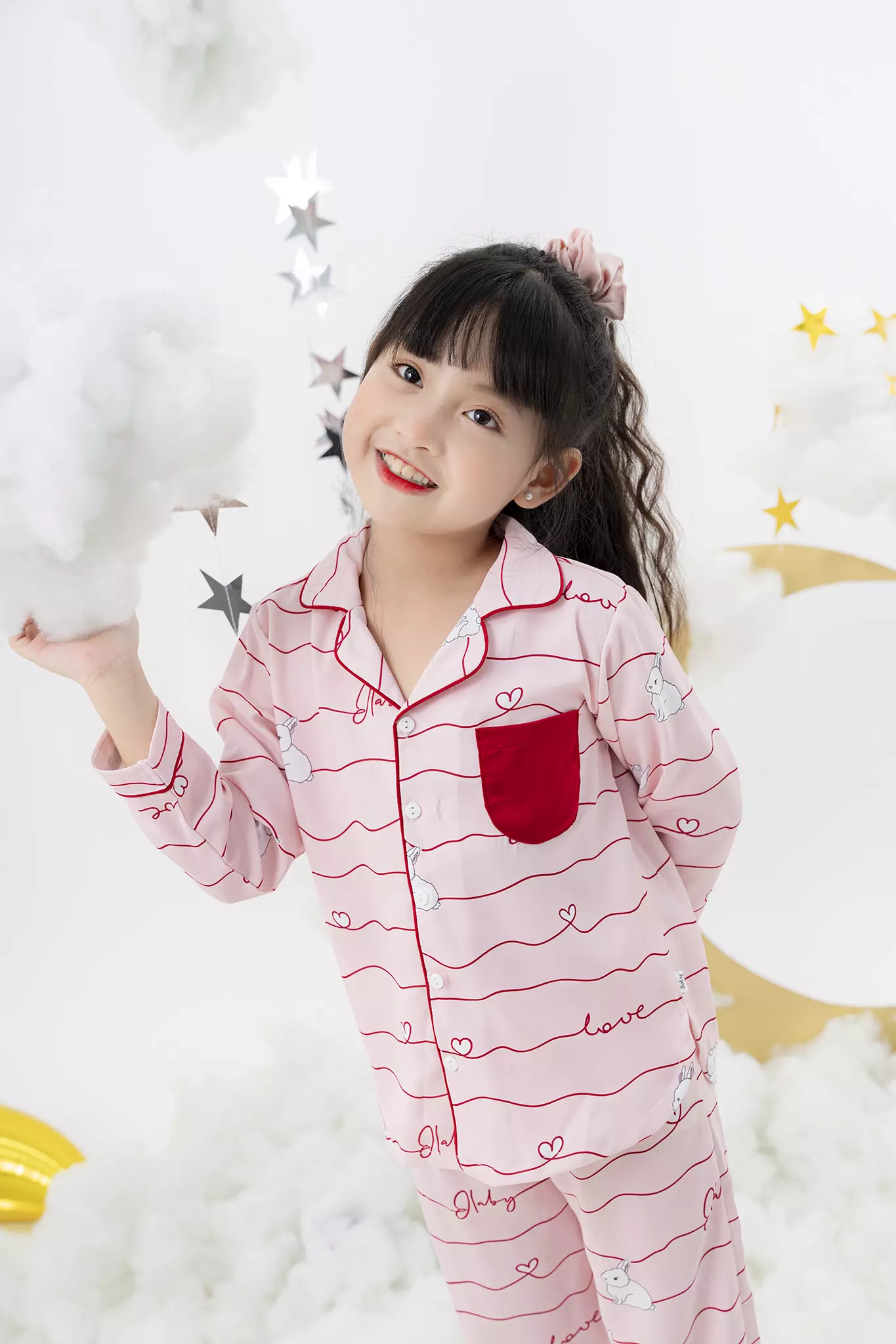 [ Outfit mềm mại ] Pyjama cổ ve dài tay phối túi_thumbnail_1