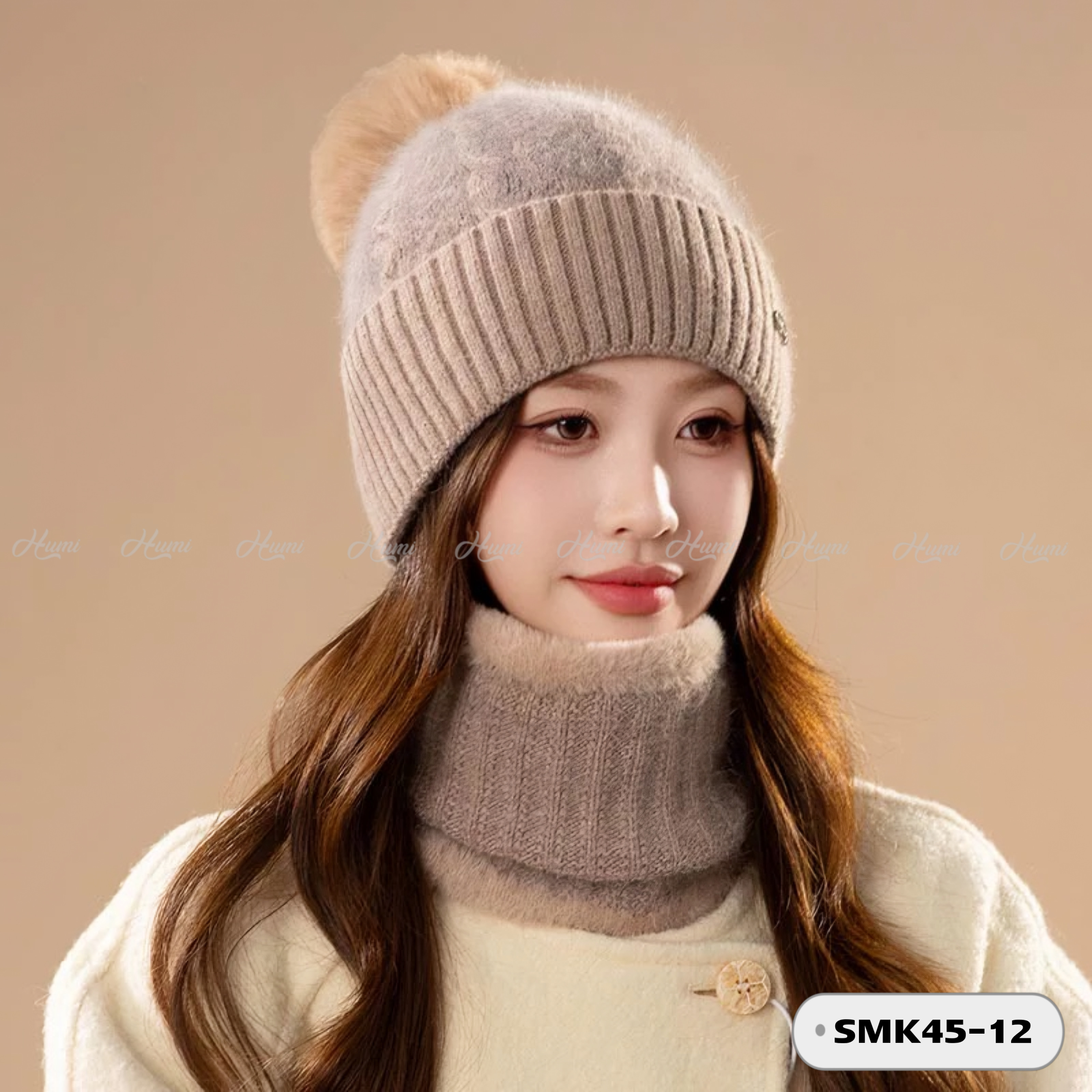 COMBO MŨ KHĂN LEN (SMK45-12 Nâu)