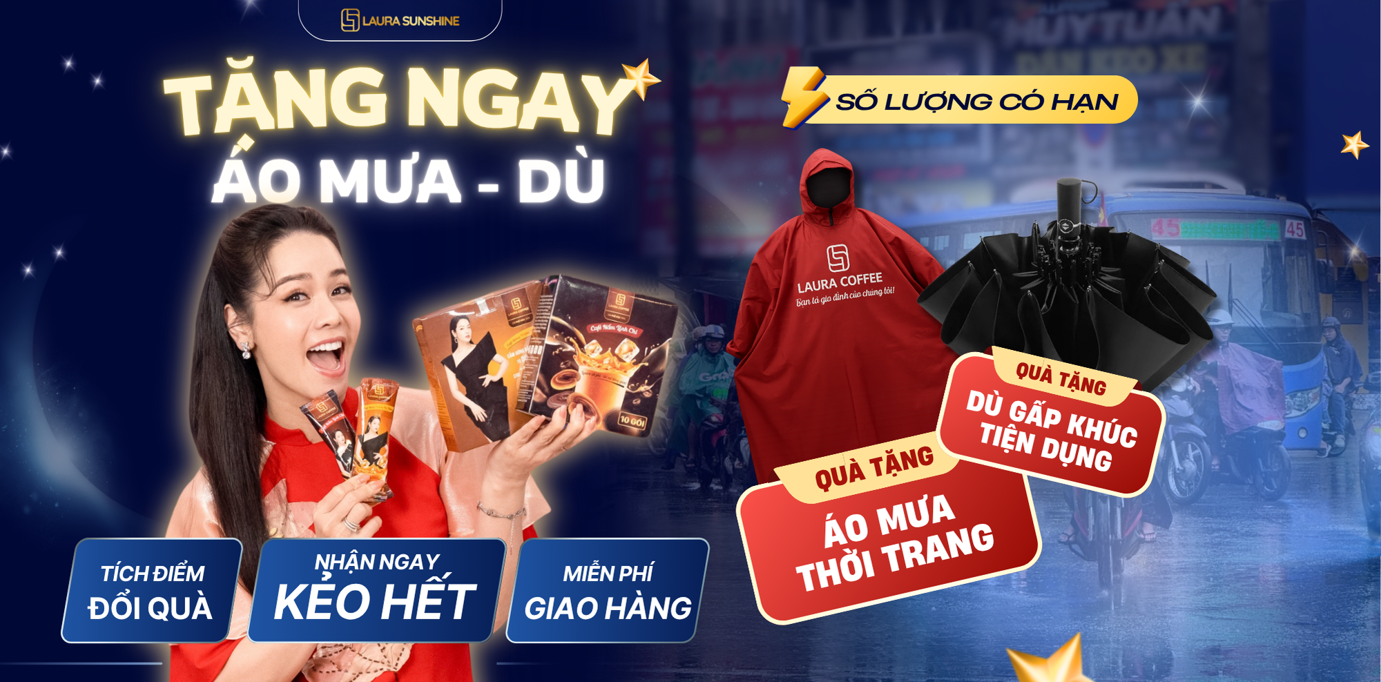 TẶNG NGAY ÁO MƯA, DÙ GẤP KHÚC - QUÀ TẶNG THIẾT THỰC MÙA MƯA
