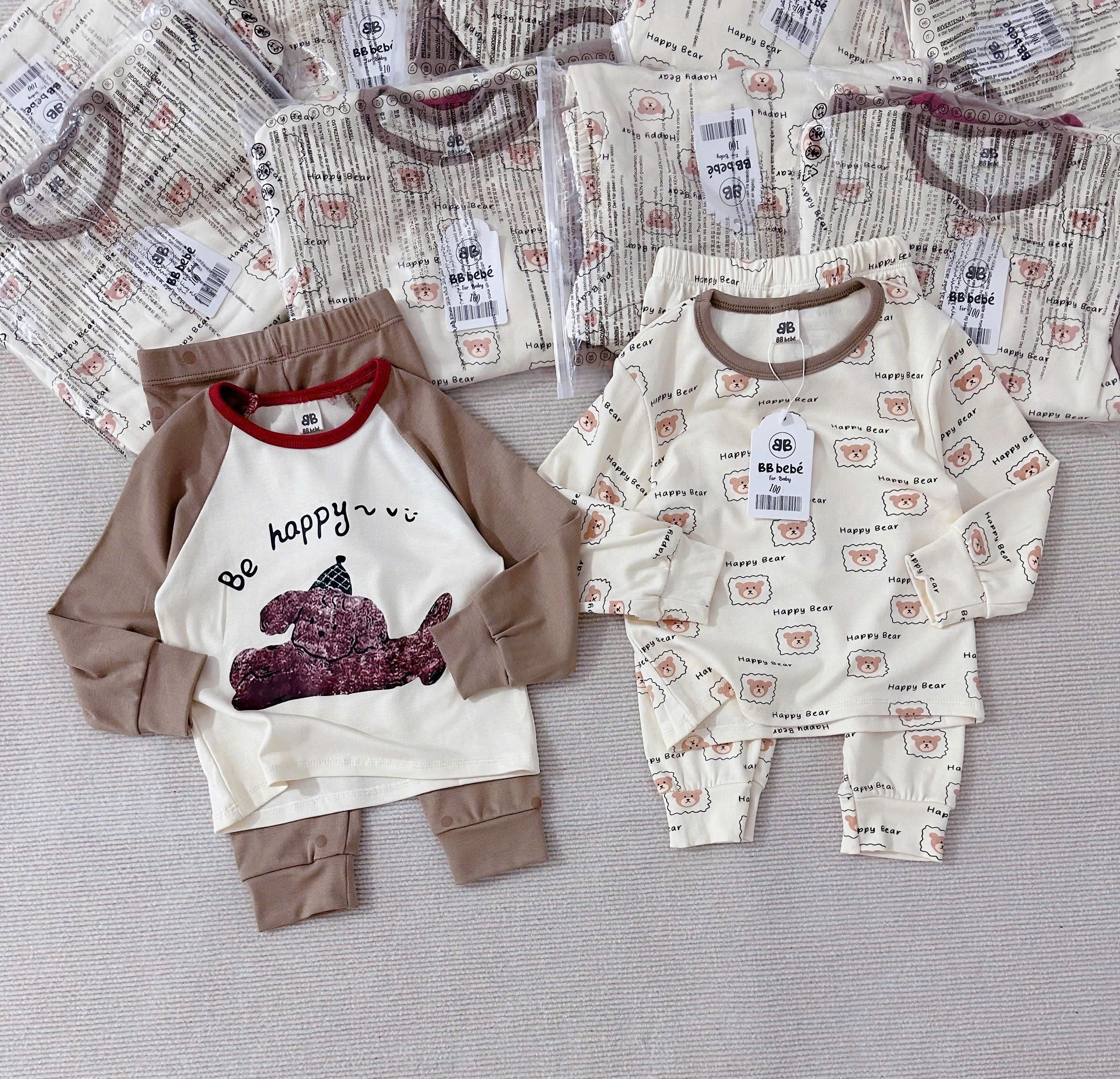 D92 SET 2 BỘ DÀI TAY GẤU HAPPY- A100.54