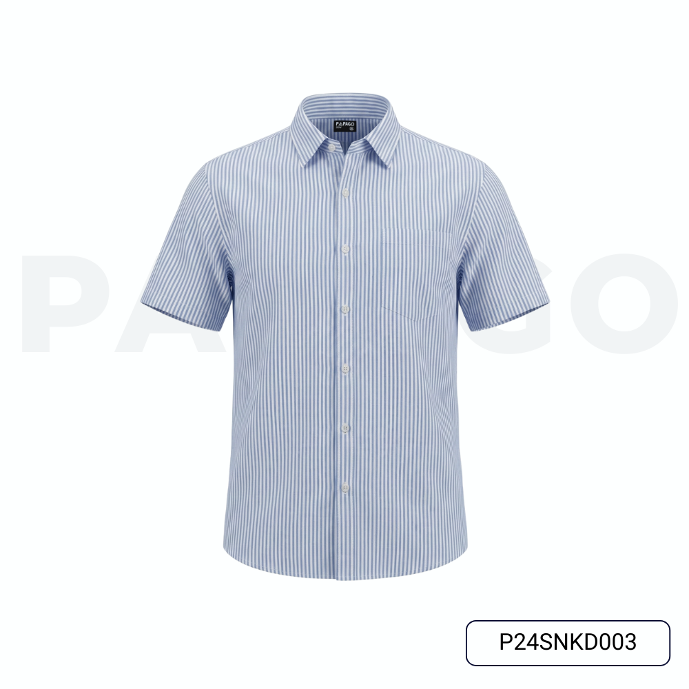 Áo sơ mi nam trung niên PAPAGO tay ngắn lai bầu kẻ sọc chất vải oxford - P24SNKD003_thumbnail_5