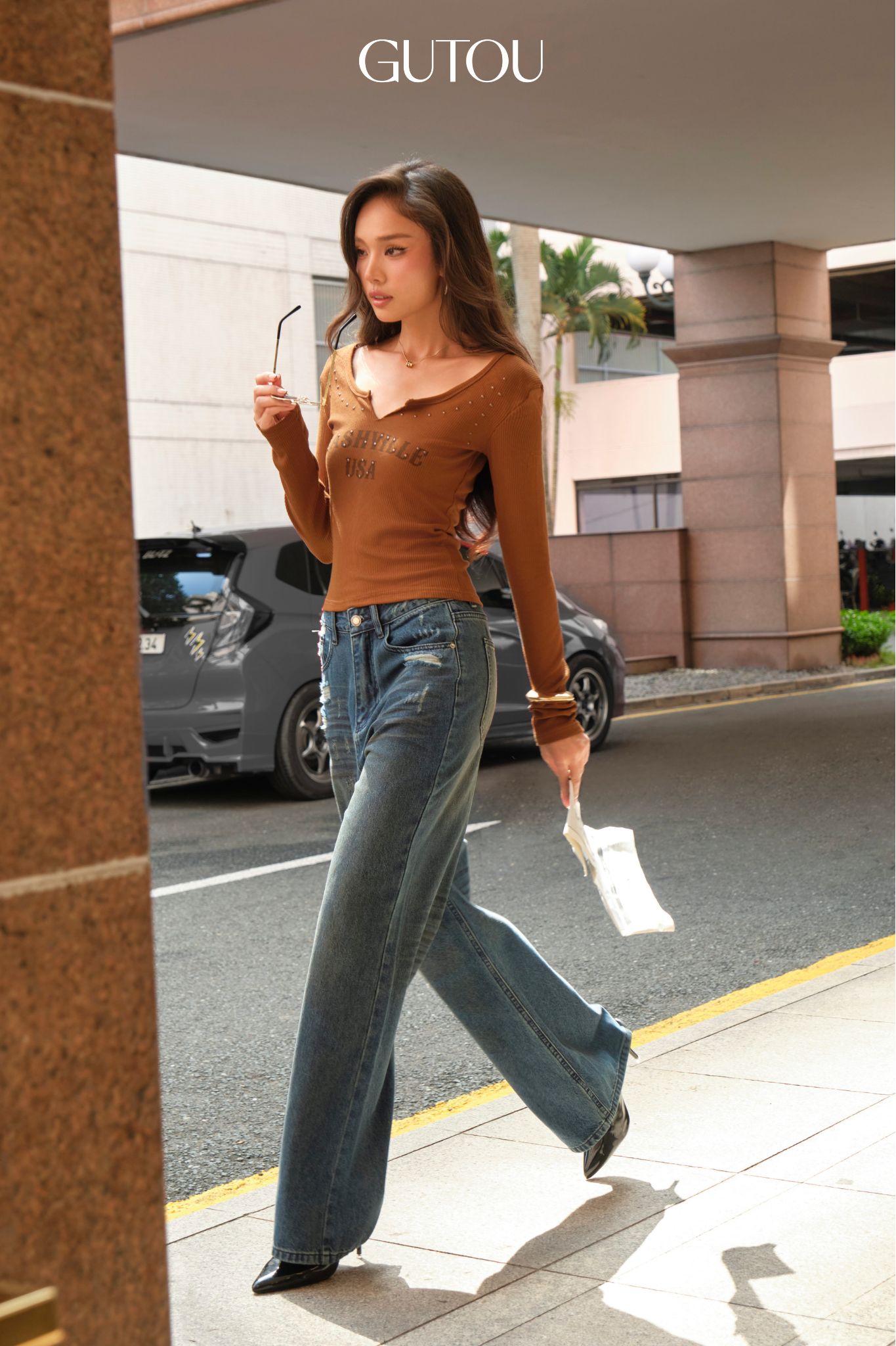 [ GUTOU ] Quần Jeans Suông Wash Loang Rebel_thumbnail_3