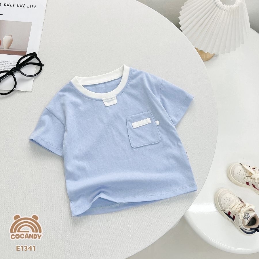 Áo cộc cotton XANH DƯƠNG túi ốp kiểu_thumbnail_2