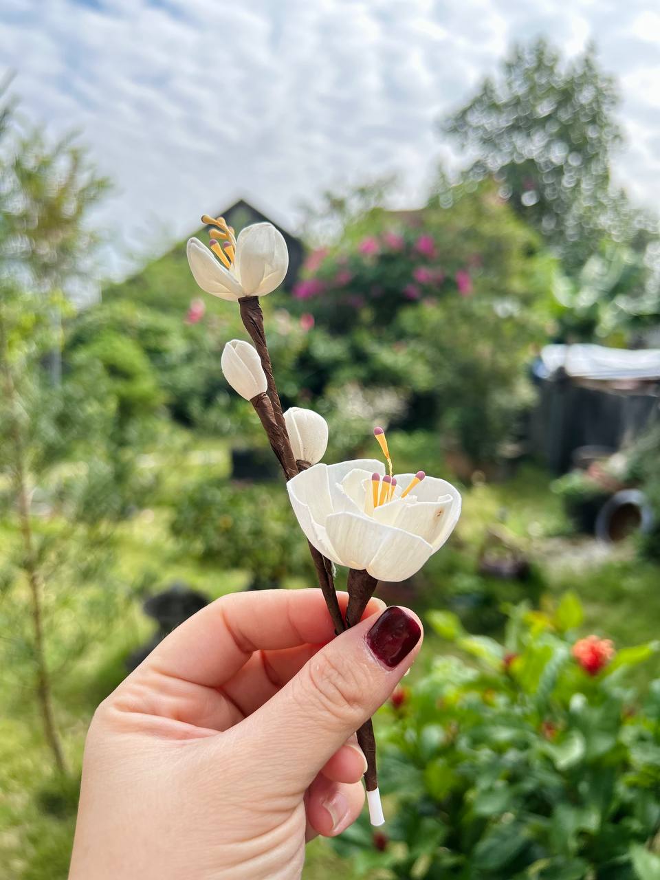 Hoa Mộc Lan Gỗ Trang Trí Taplo