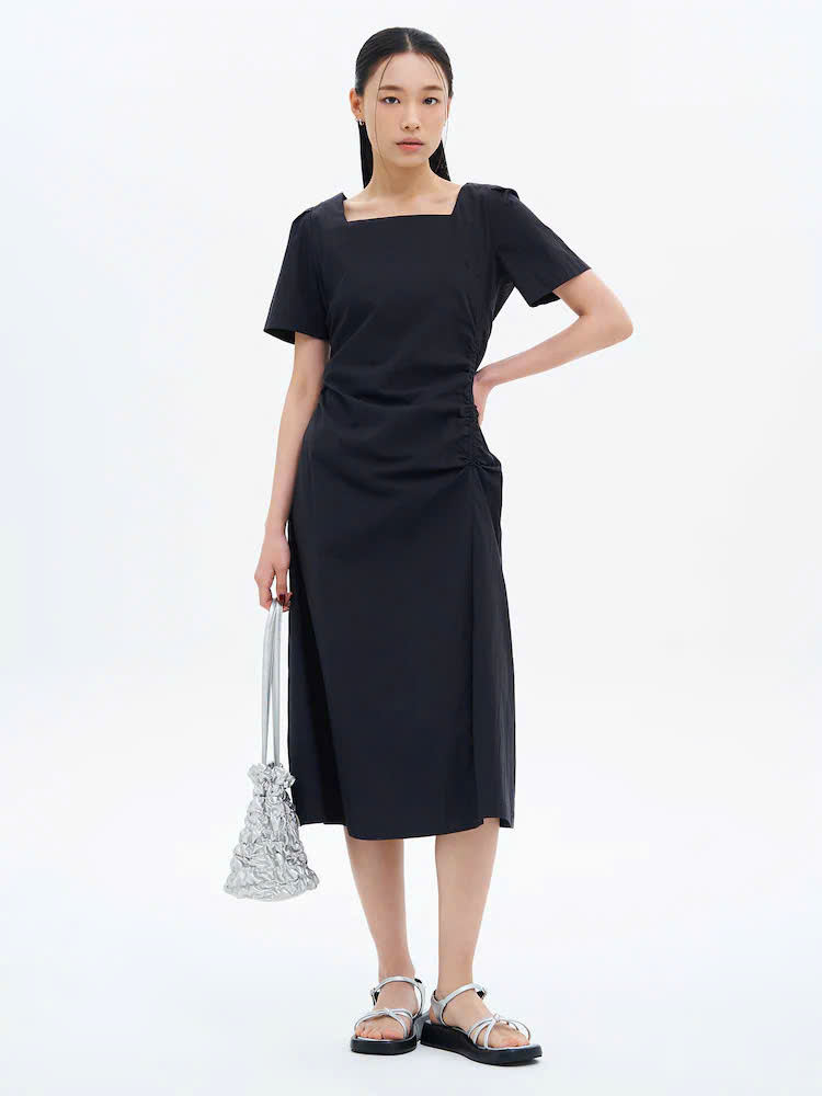 E317 ĐẦM GIÓ XÁM CỔ VUÔNG PHỐI NHÚN XUẤT HÀN_thumbnail_5