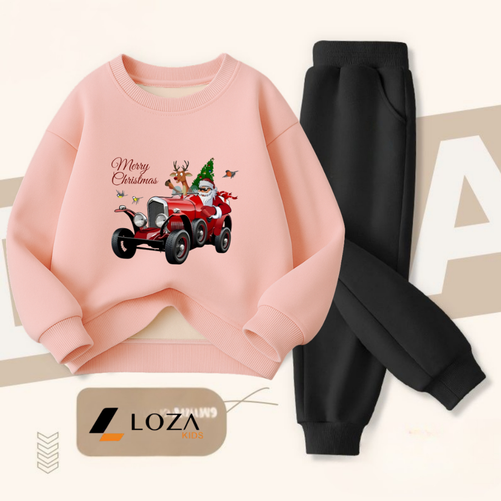 Set bộ nỉ bé gái, bé trai in hình Ông già Noel - Loza Kids BI489_thumbnail_3