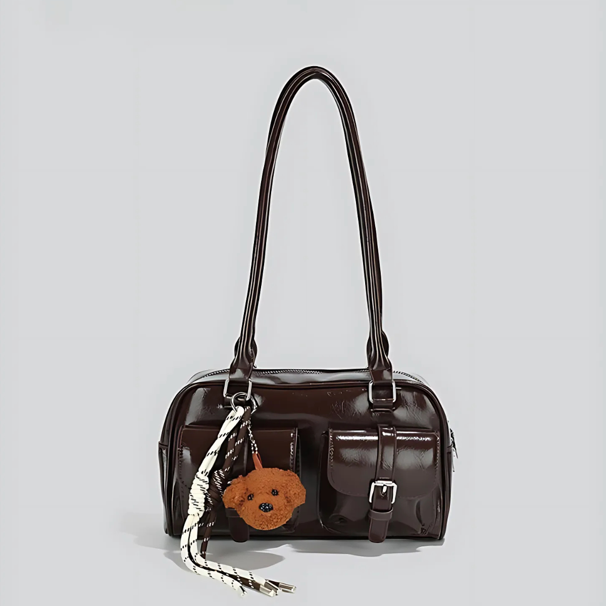 UHE Pocket Tote 2505 – da cao cấp, thiết kế 2 ngăn túi trước độc đáo, 2 màu nâu & đen thời thượng_thumbnail_5