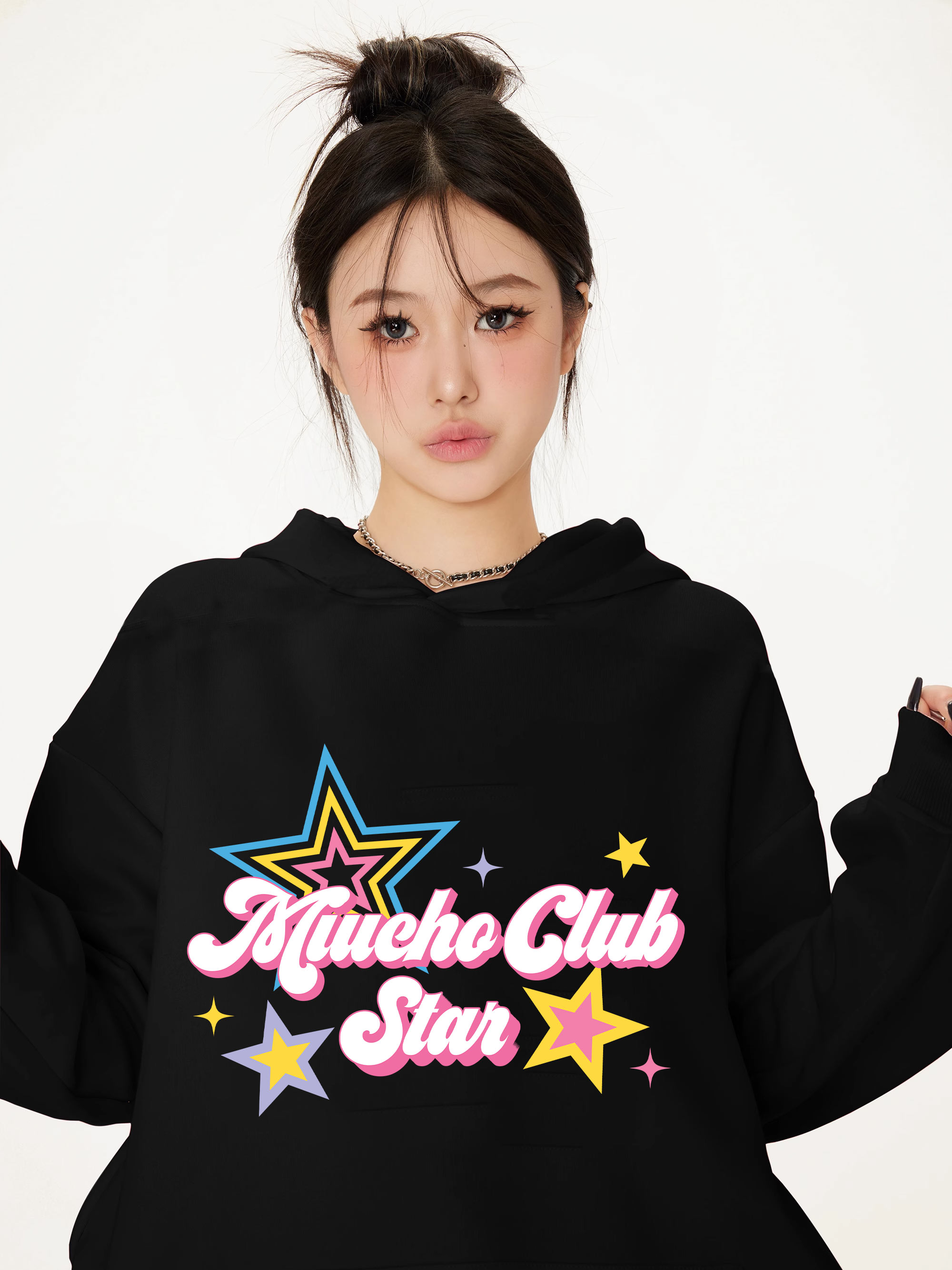 Áo hoodie nữ form rộng dày dặn vải nỉ chân cua HDD1643 Miucho in mix_thumbnail_6