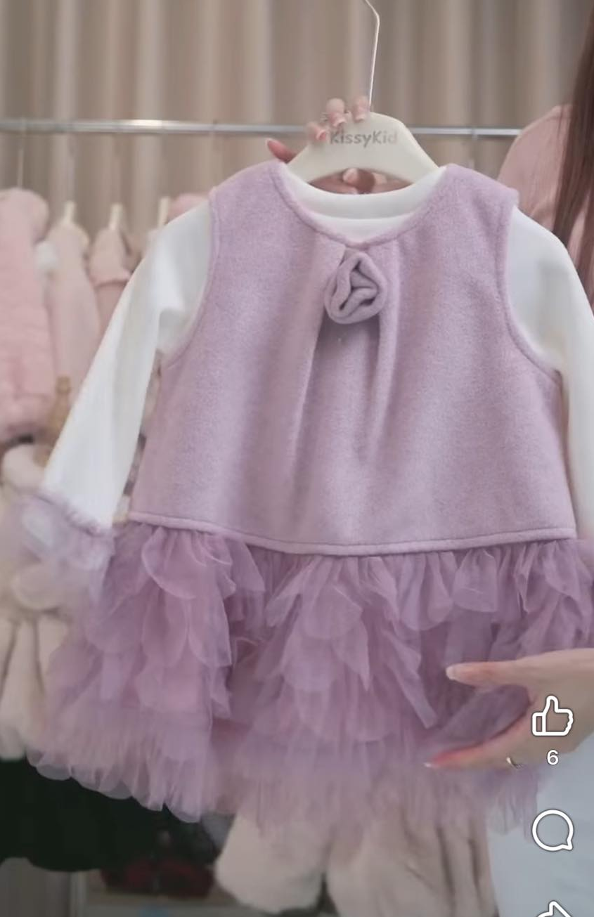 (S90) Set váy dạ hồng phối voan kèm áo nỉ lót bông_thumbnail_0