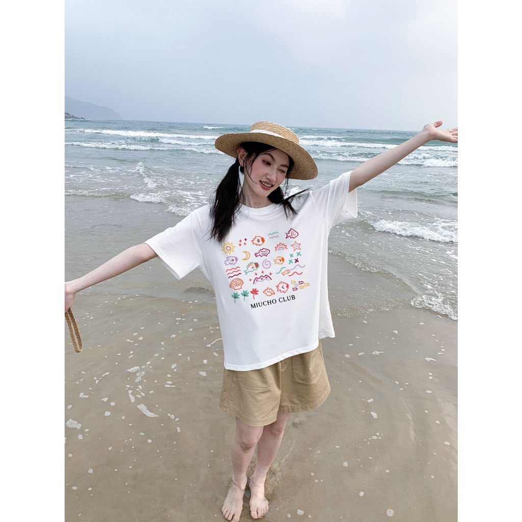 Áo thun form rộng unisex mùa hè ATD1041 Miucho vải cotton tay lỡ cổ tròn in artwork_thumbnail_3