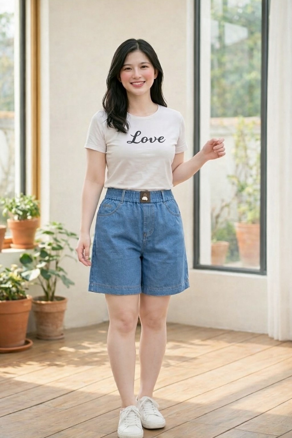 QJF213-Short Jeans Cạp Chun Gấu Cao_thumbnail_2