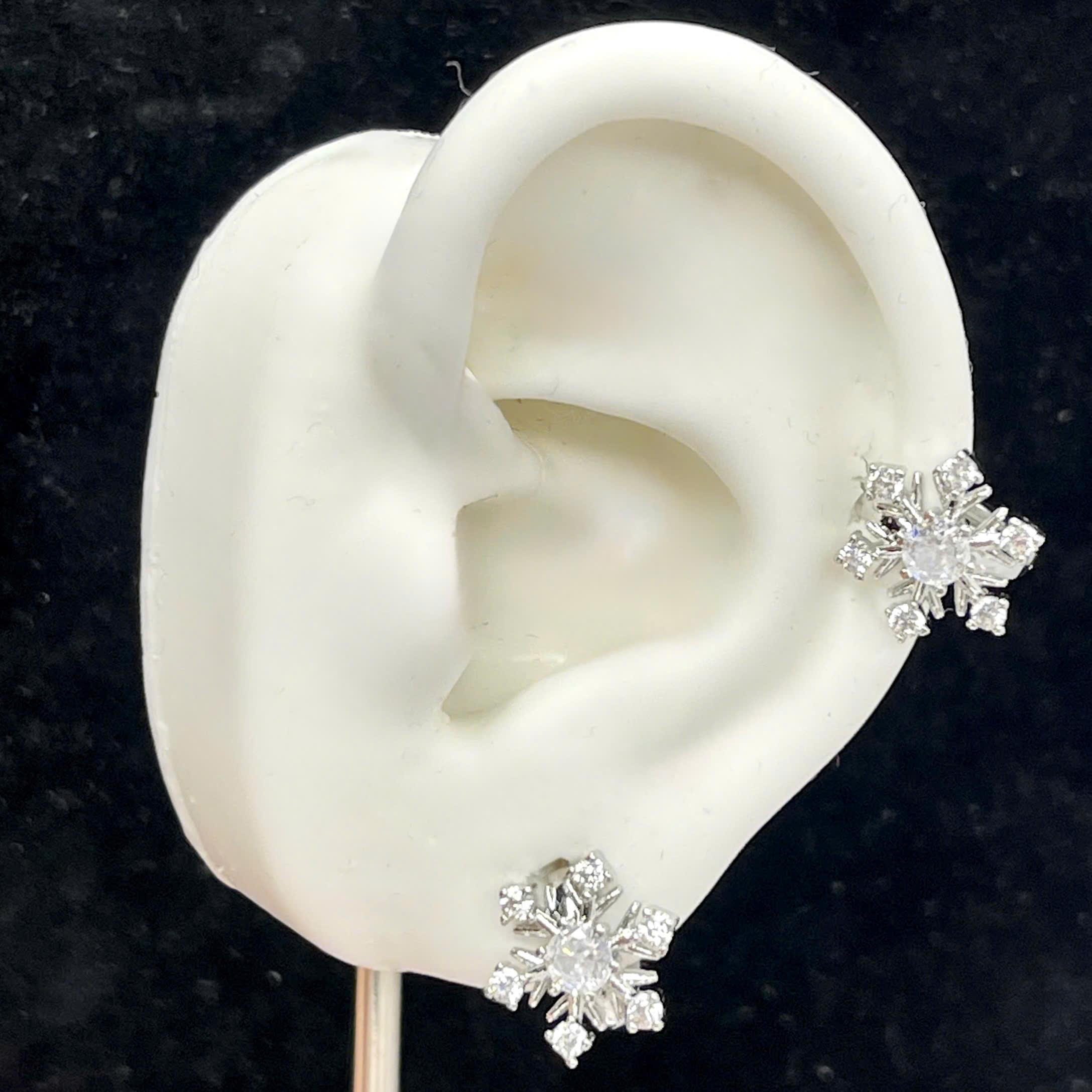 Khuyên vòng kiểu bông tuyết hợp kim mạ bạc 8mm_thumbnail_1