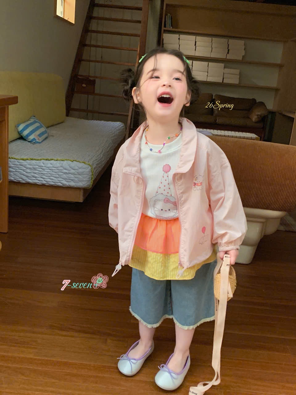 (H50) Áo gió hồng Seven