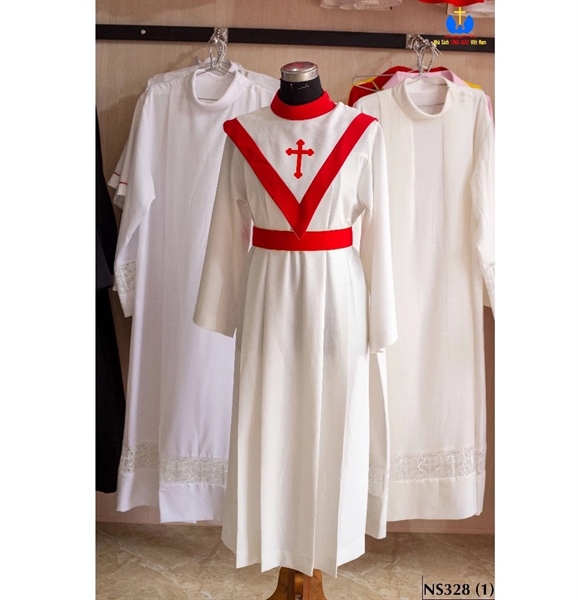 Bộ Áo ca đoàn vải dâu (áo, 1 yếm, 1 đai)