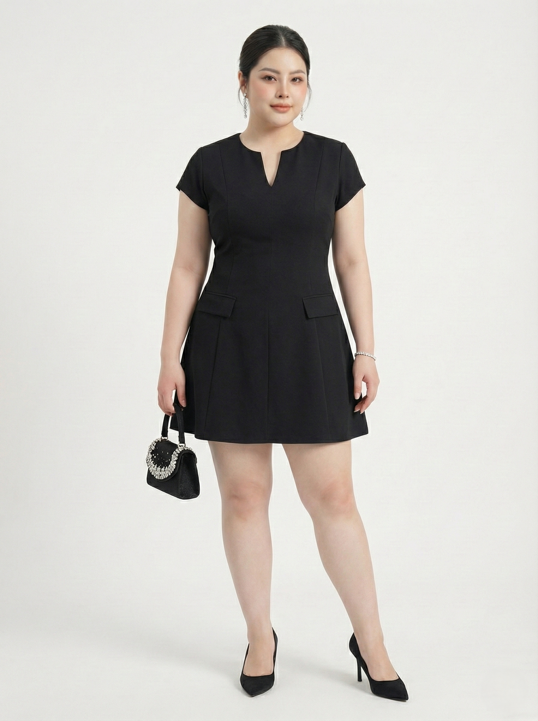 BIGSIZE - Đầm dáng A xẻ ngực kiểu bigsize DA179 dành cho nàng béo_thumbnail_1