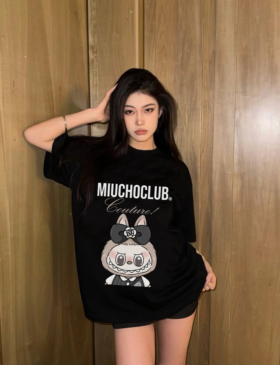 Áo thun labubu form rộng nhiều màu sắc ATD1471 Miucho tay ngắn cổ tròn in mix_thumbnail_3