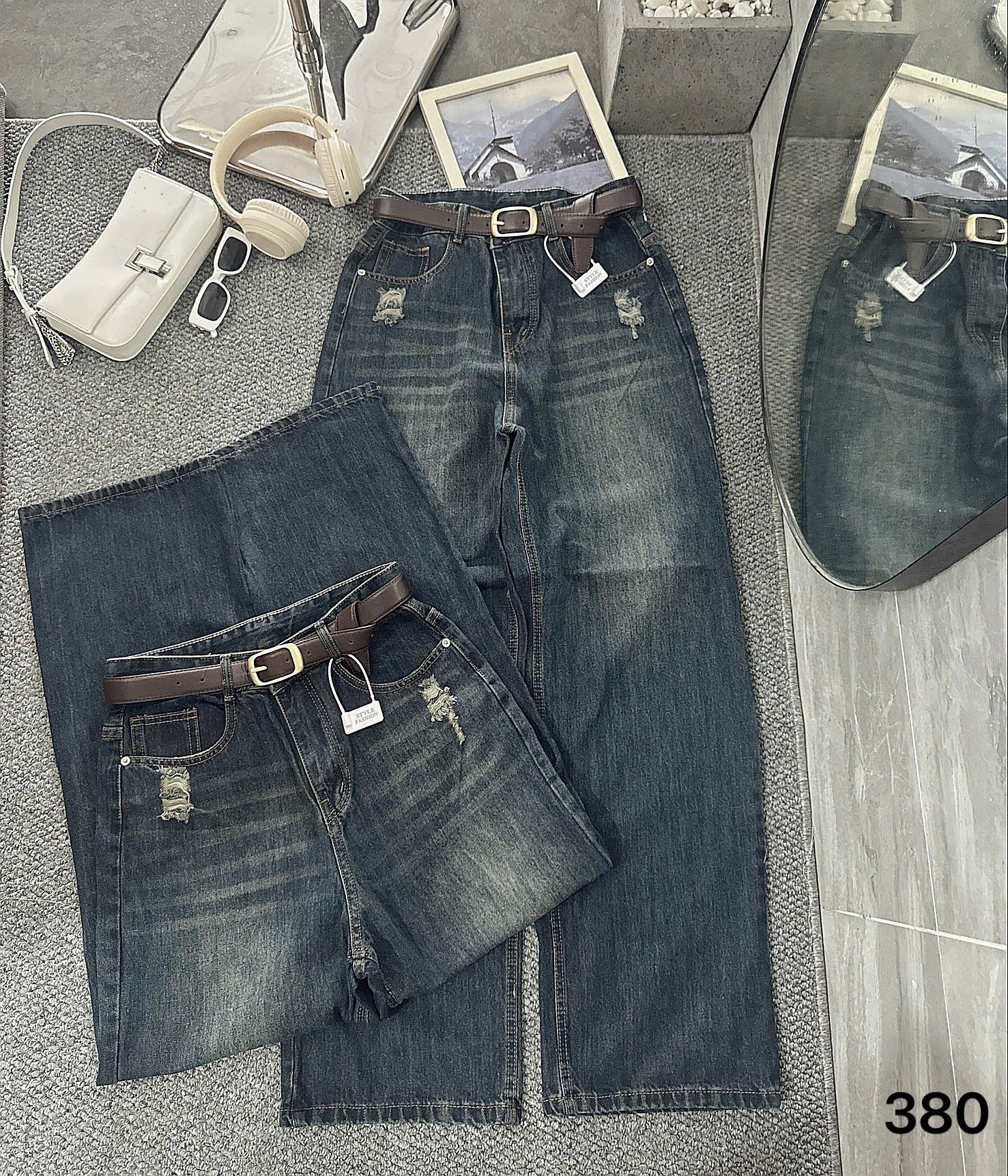 Quần jean suông cào rách bigsize QJ380 dành cho nàng béo mập từ 55-90kg