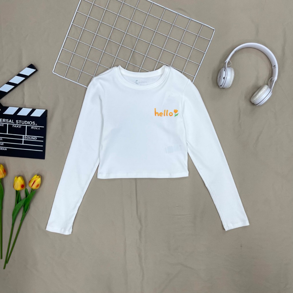 Áo croptop dài tay nữ in chữ thời trang - Áo thun dài tay thu đông LOZA G0105_thumbnail_7