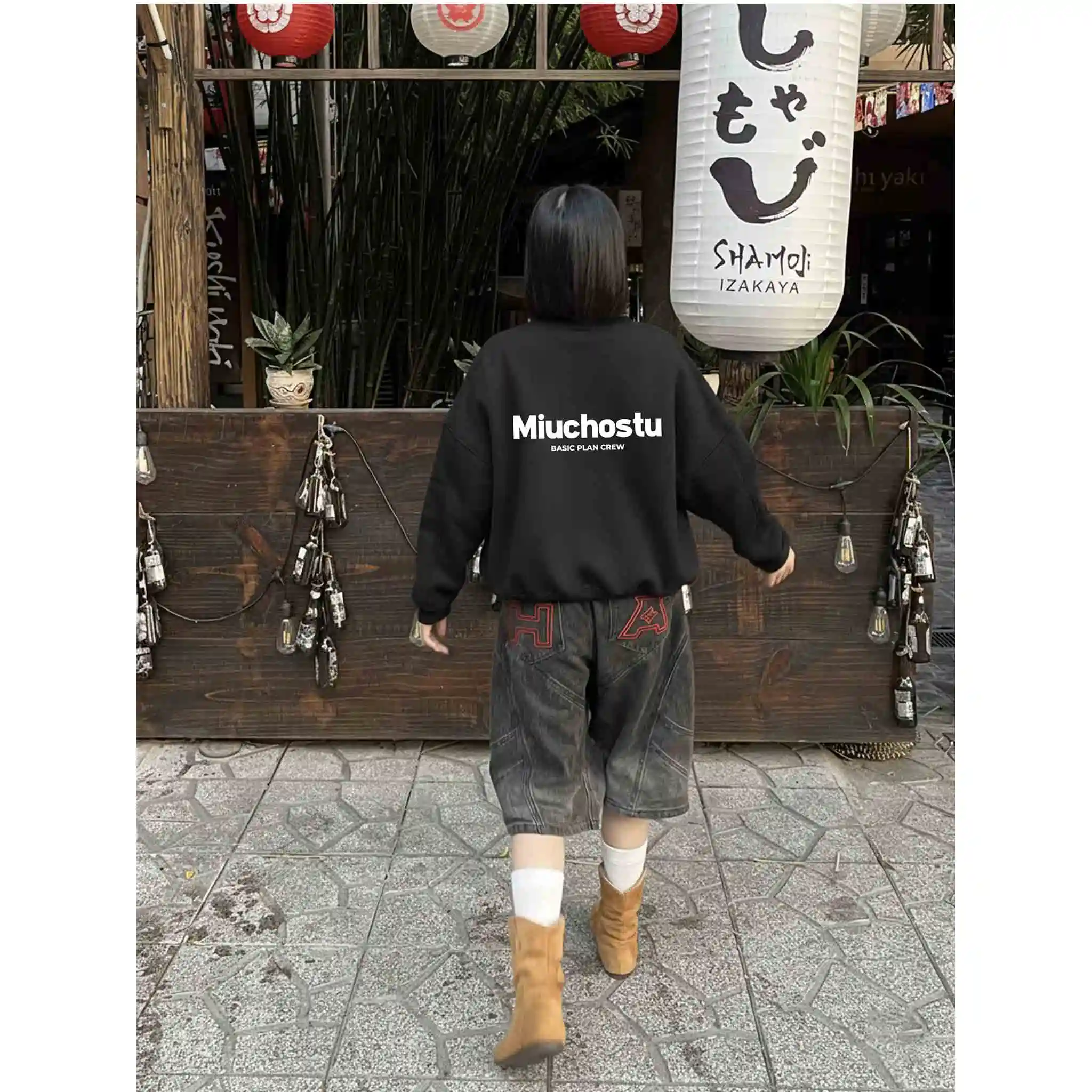 Áo Sweater boxy nam nữ Miucho vải nỉ 2 da thoáng mát mềm mại cổ tròn in basic 2832_thumbnail_5