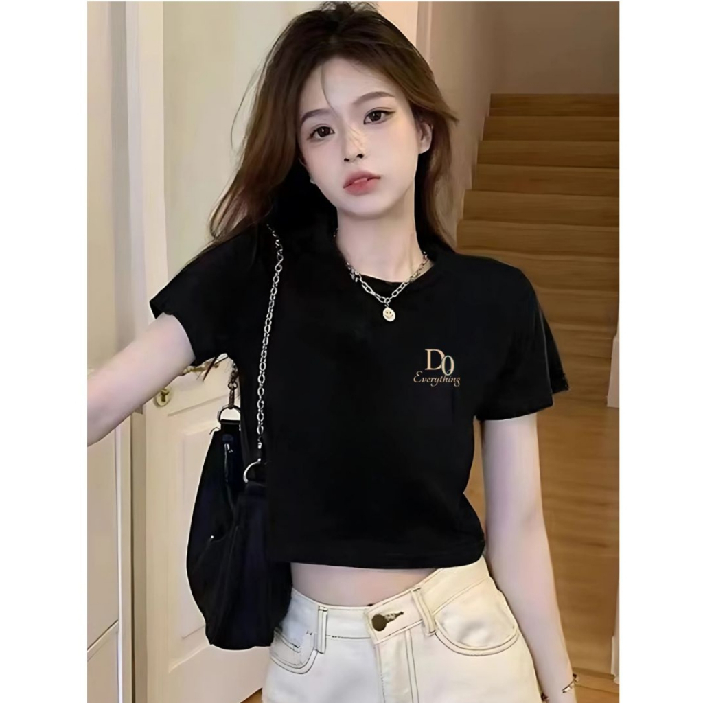 [Form Ôm] Áo croptop nữ ôm body màu đen in hình - Áo thun nữ dáng croptop ôm Loza - G0261_thumbnail_2