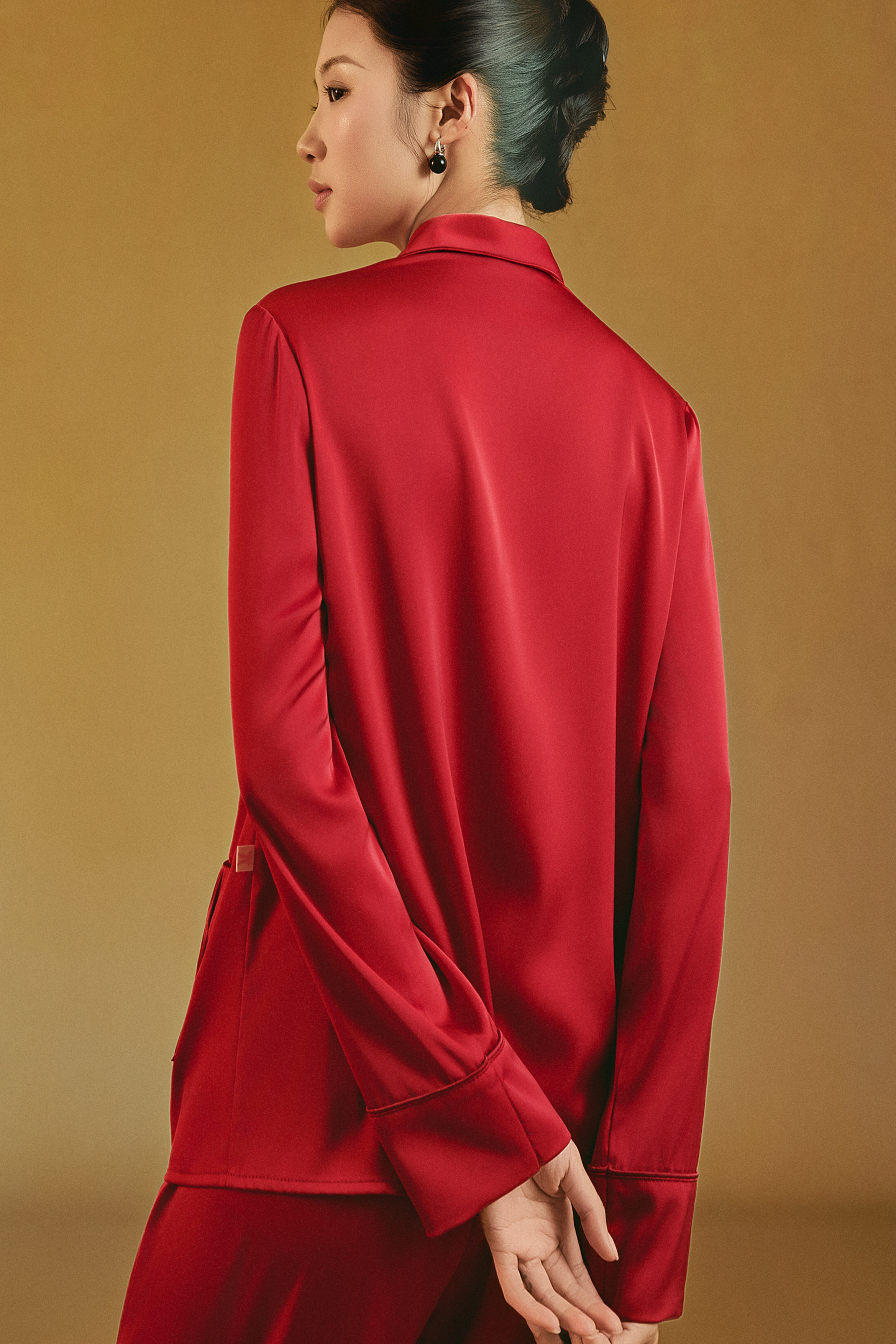 Bộ Lụa Áo Dài Tay, Quần Dài BN672_thumbnail_2