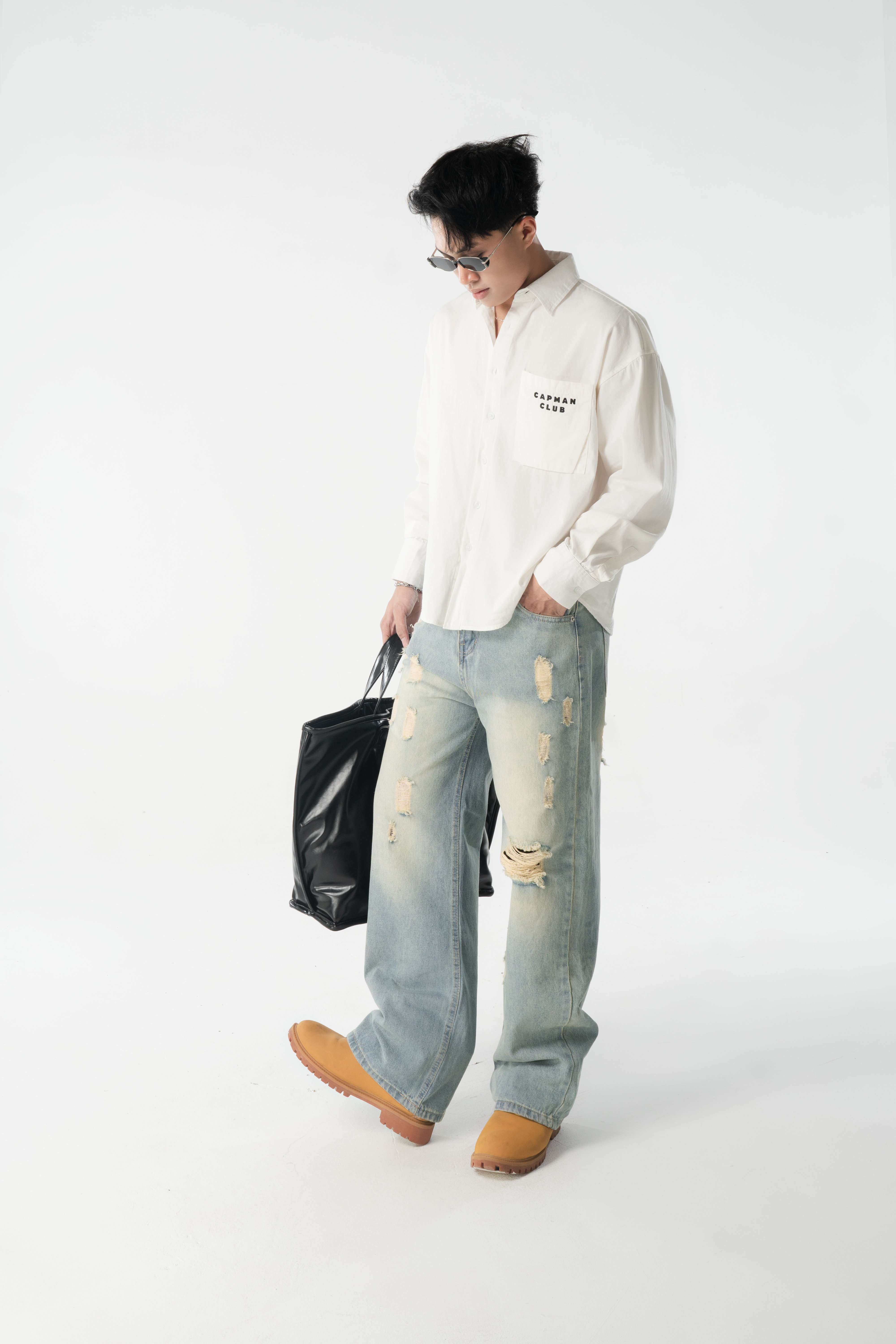 Quần jean dài HORIZONE form ống suông phù giày, họa tiết rách ngẫu hứng , phá cách _thumbnail_2