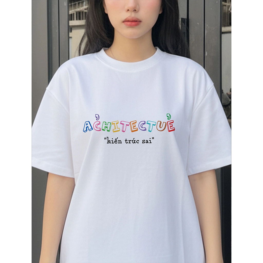 Áo thun nữ form rộng Miucho Club vải co giãn thoáng mát chữ kiểu Kiến trúc sai in typography 2863_thumbnail_2