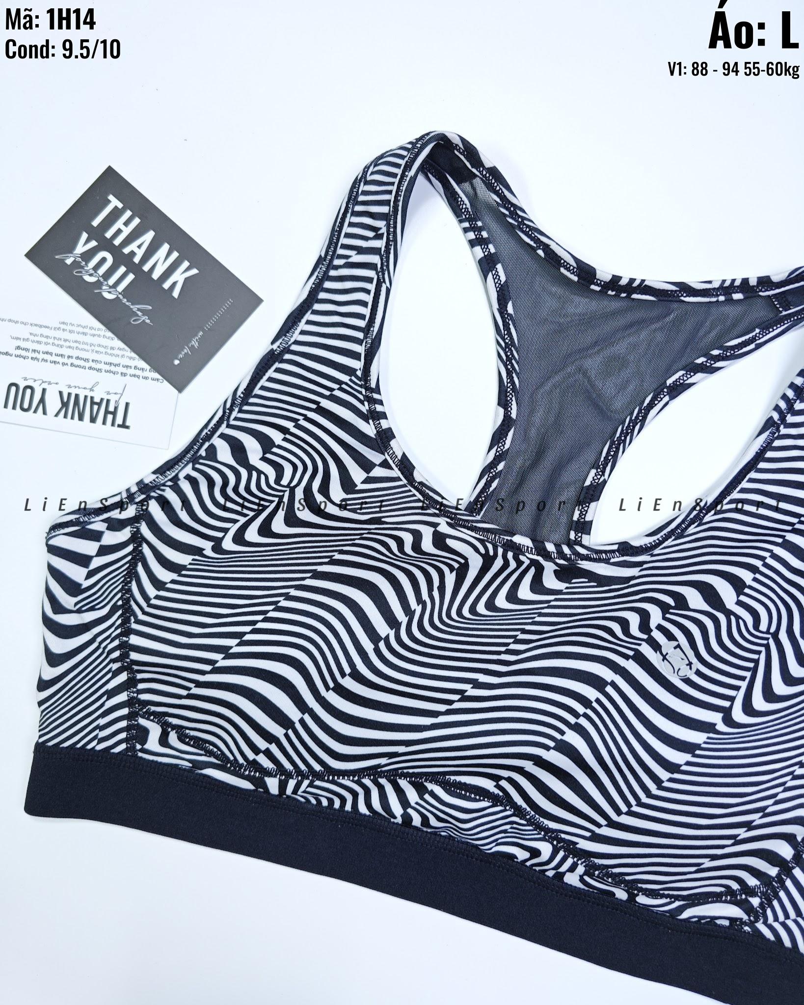 Áo bra thể thao lưng chữ X sọc đen trắng Nữ Size L Auth 2nd Vải co giãn 4 chiều Thấm hút mồ hôi Form ôm body Hỗ trợ nâng đỡ Phù hợp yoga gym chạy bộ Mã:1H14