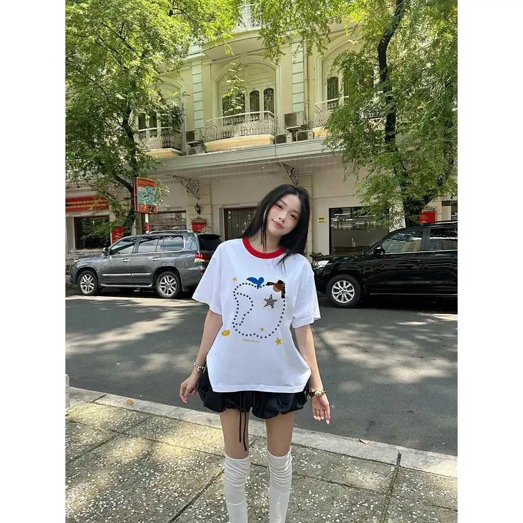 Áo thun boxy phối cổ mix màu đáng yêu Miucho thoáng mát dày dặn đứng form 2967_thumbnail_2