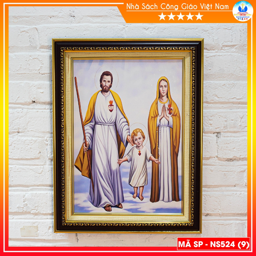 Tranh Canvas cao cấp Gia Đình Thánh Gia mẫu 11 - Quà tặng Công Giáo - In hình theo yêu cầu - NS524-11