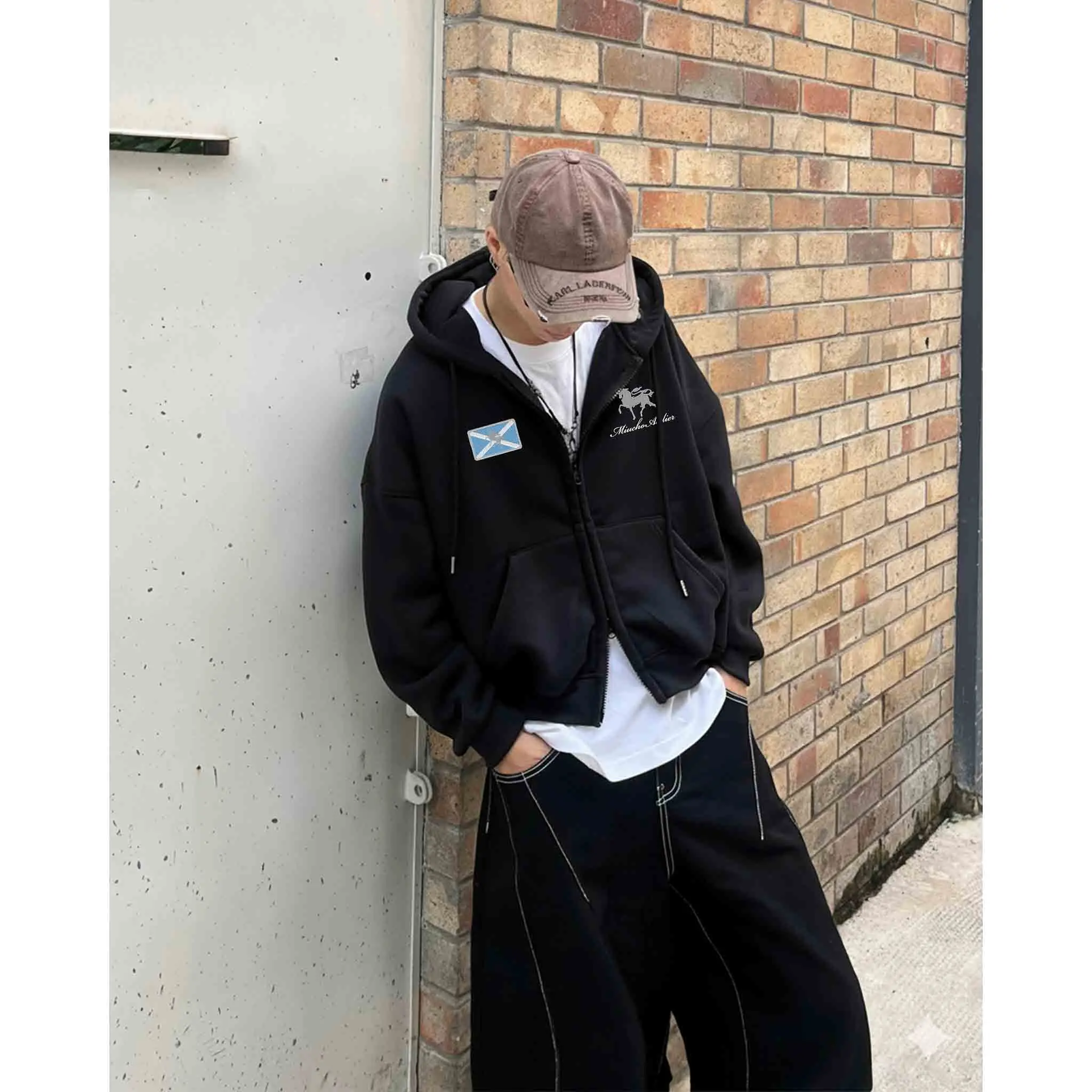 Áo hoodie zip boxy unisex Miucho Club nỉ 2 da mềm mại thoáng mát thấm hút tốt Atelier in mix 2726_thumbnail_6