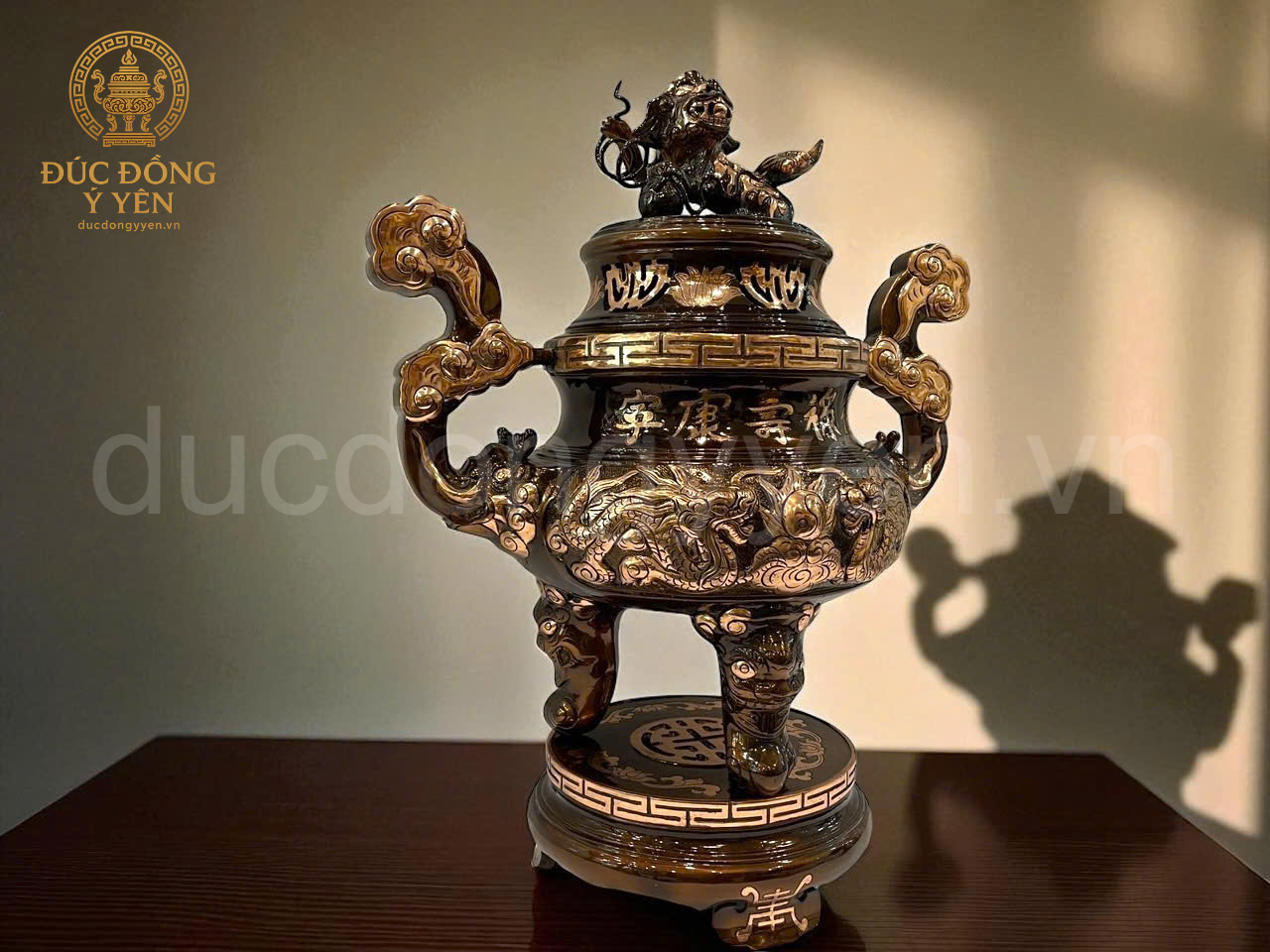 Bộ đỉnh thờ ngũ sự  đúc đồng đỏ cạo màu_thumbnail_2