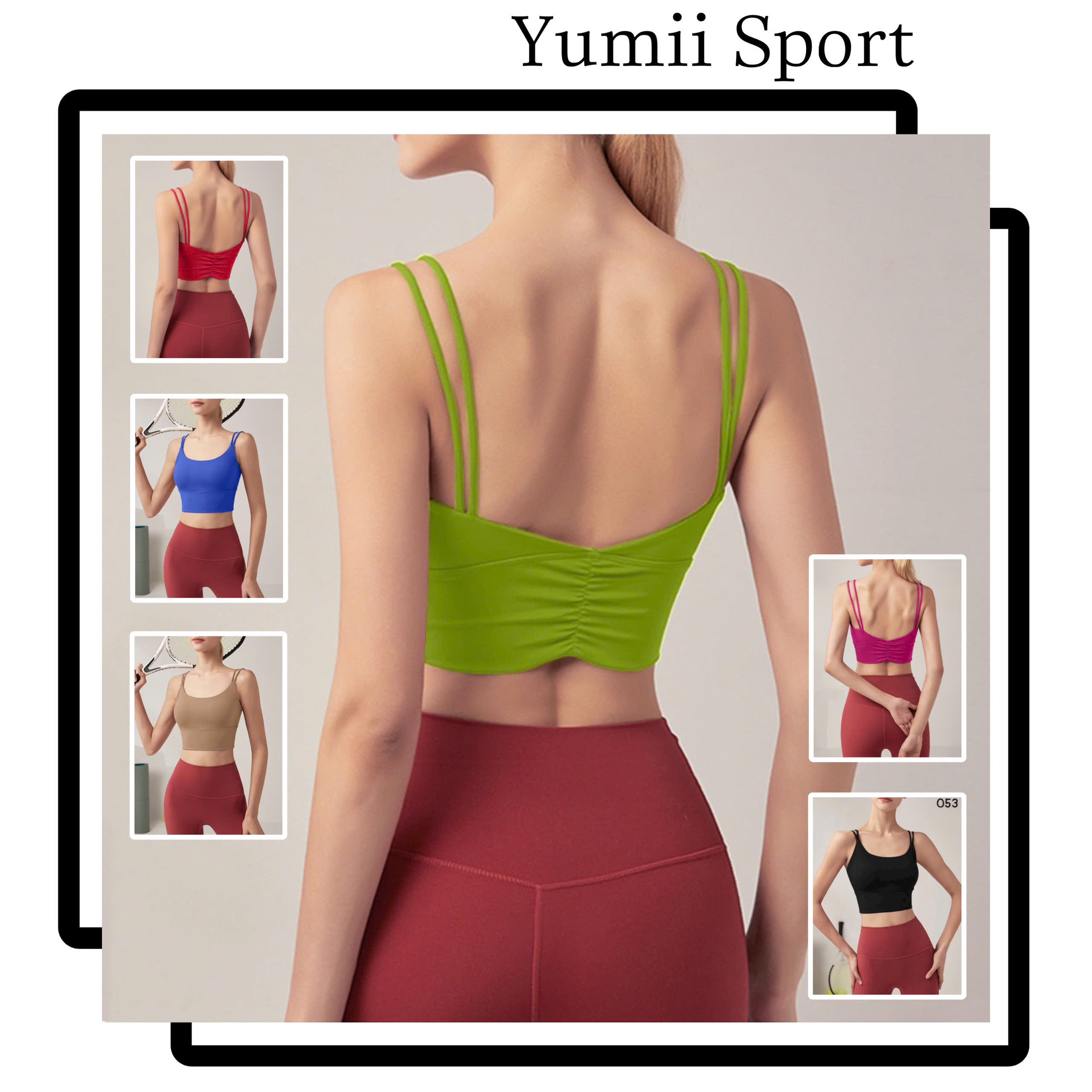 Áo Lót Thể Thao Tập Gym Yoga Nữ Yumiisport Áo Bra Hai Dây Cài Khoá Nâng Ngực Không Gọng Vải Co Giãn Thoáng Mát Sẵn Mút