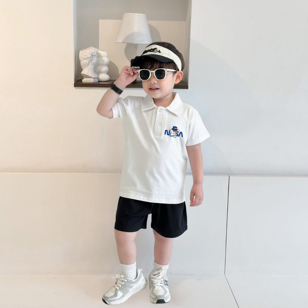 Áo polo bé trai in hình gấu NASA nhiều màu chất cotton 4 chiều  - Áo thun có cổ cho bé Loza Kids PL3235_thumbnail_5