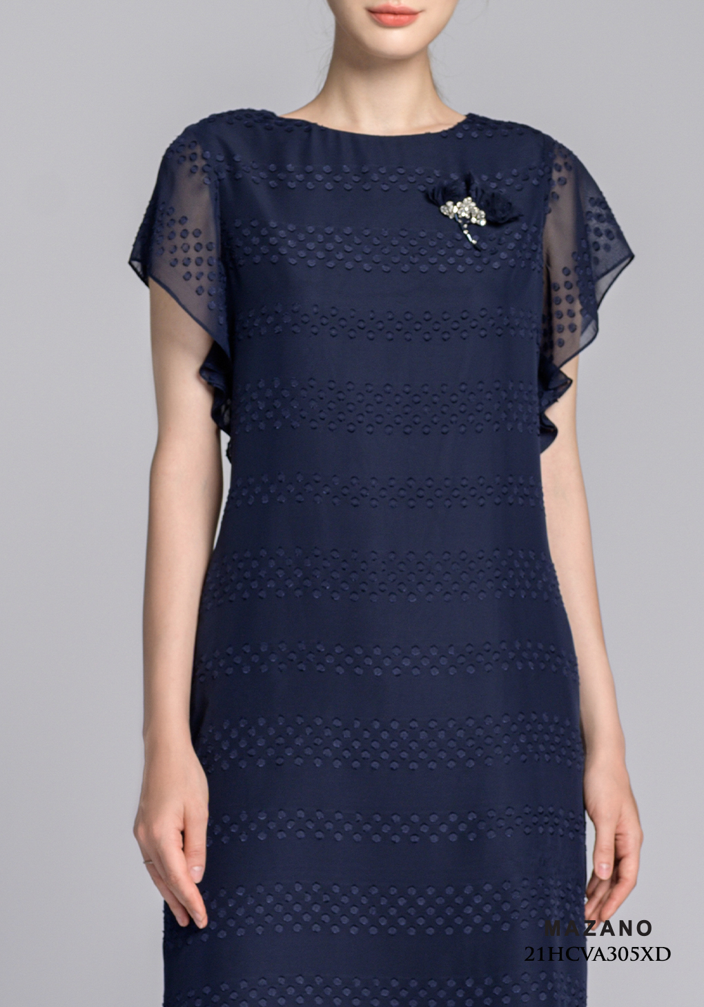 Đầm suông xanh than tay bèo đính đá_thumbnail_5