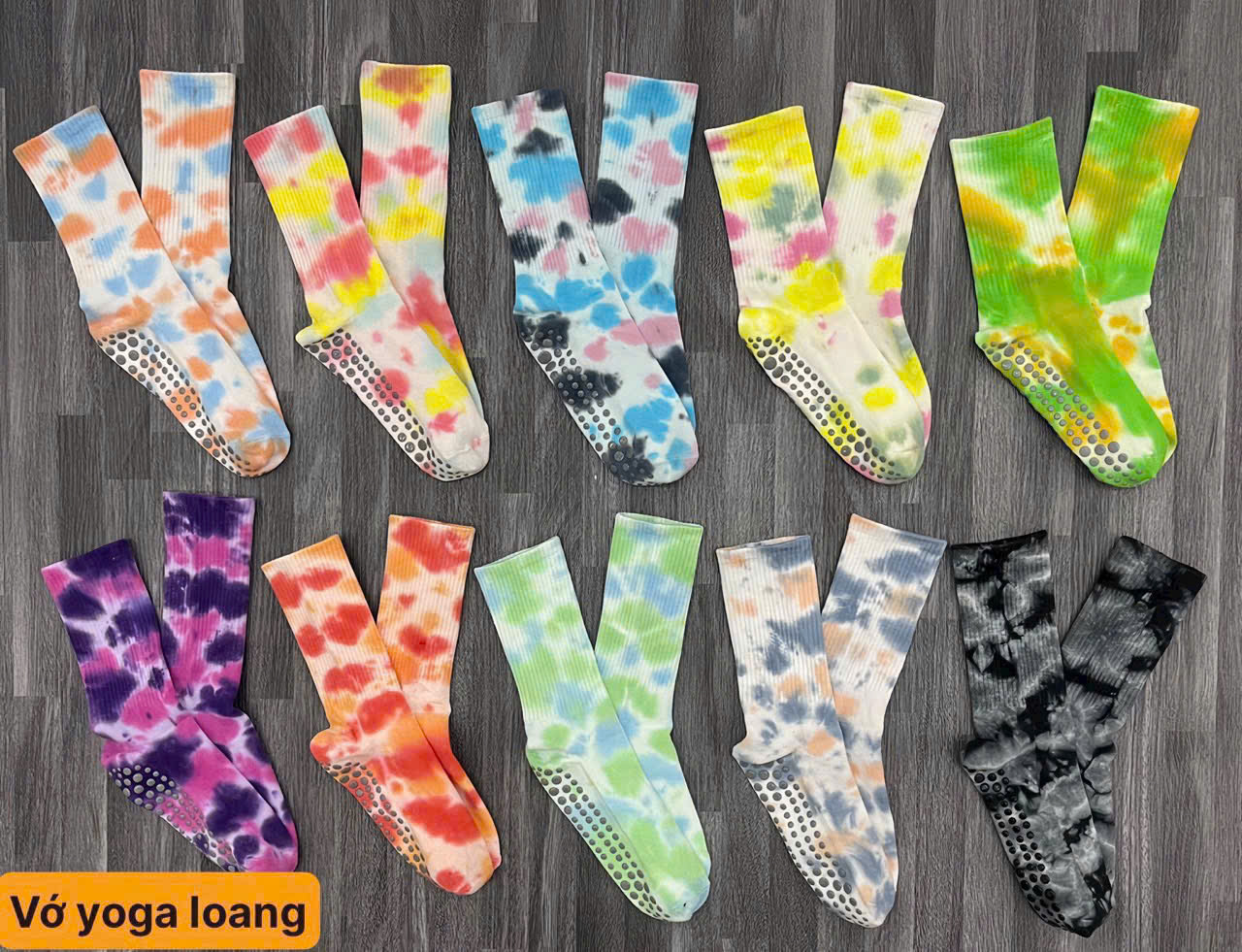 Vớ Yoga Nữ Cổ Cao, Tất Thể Thao Nữ Cotton Màu Loang Chống Trượt Thoáng Mát Co Dãn, Vớ Nữ Cổ Cao Yoga Cao Cấp_thumbnail_3