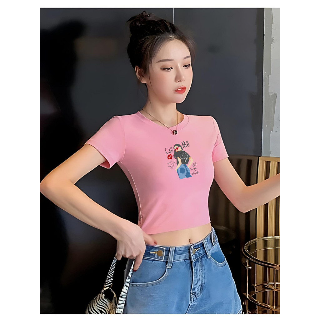 [Form Ôm] Áo croptop nữ dáng ôm chất liệu thun cotton -LOZA  CR7439_thumbnail_1