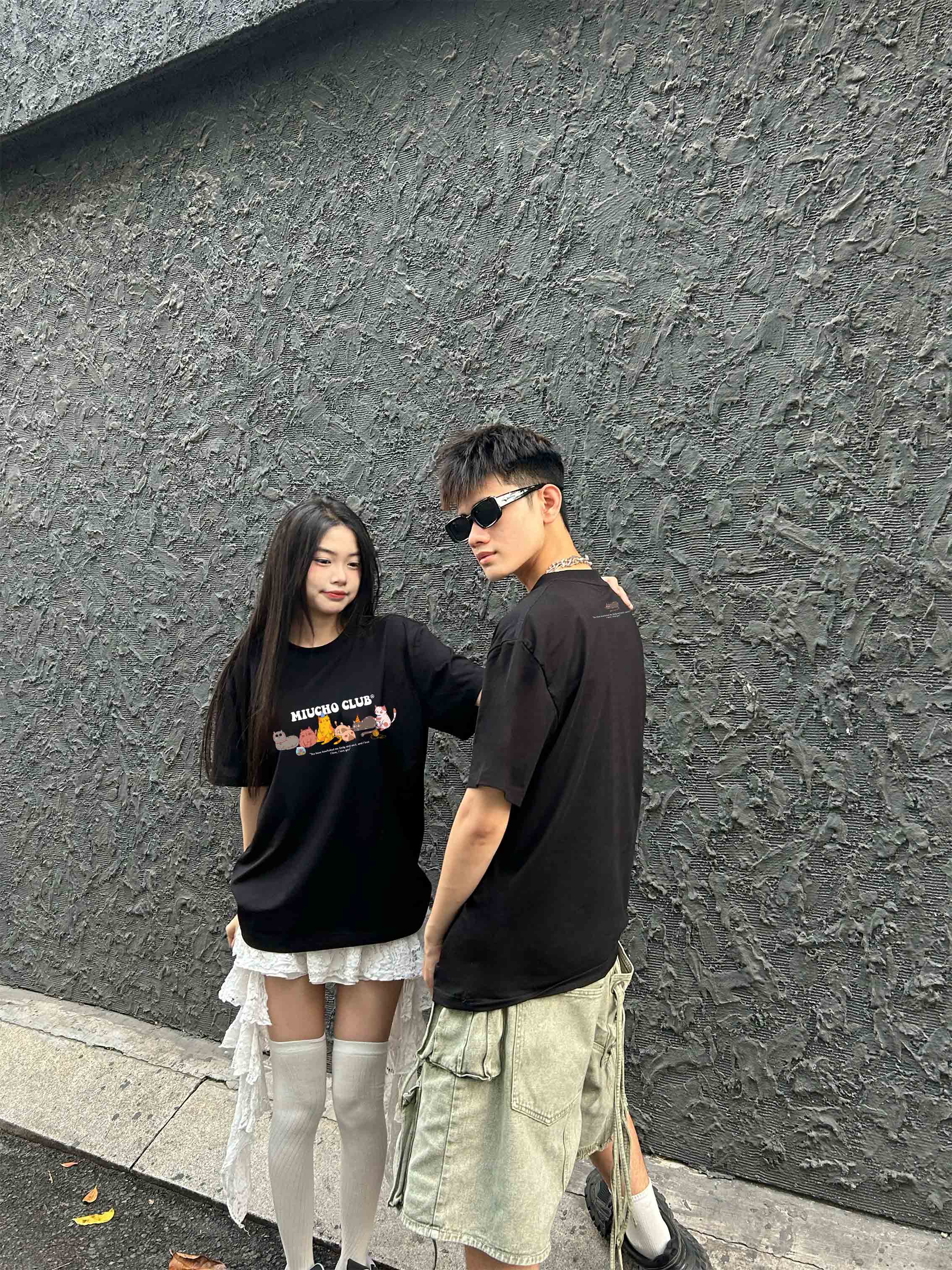 Áo phông đôi nam nữ form rộng 1953 Miucho Club cổ tròn vải cotton 2c 250gsm dày dặn in mix_thumbnail_4