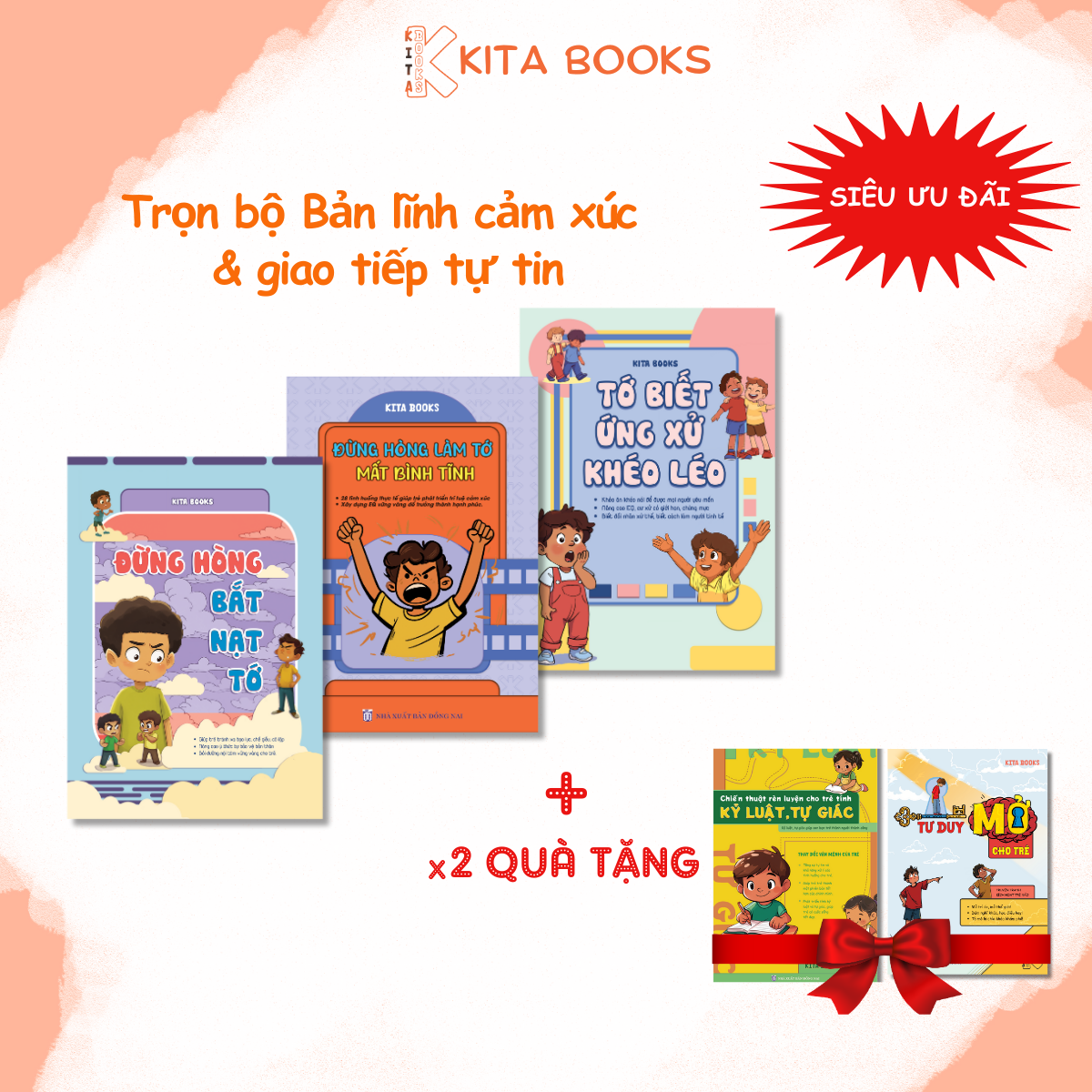 (COMBO) - SÁCH KỸ NĂNG CHO CON TỚI TRƯỜNG 3 CUỐN + X2 QUÀ TẶNG