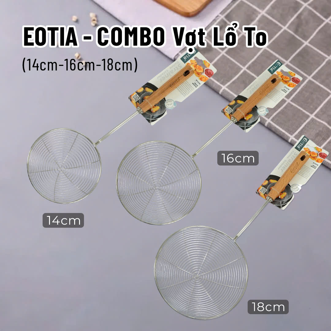 EOTIA Combo Vợt Lỗ To 3 Size