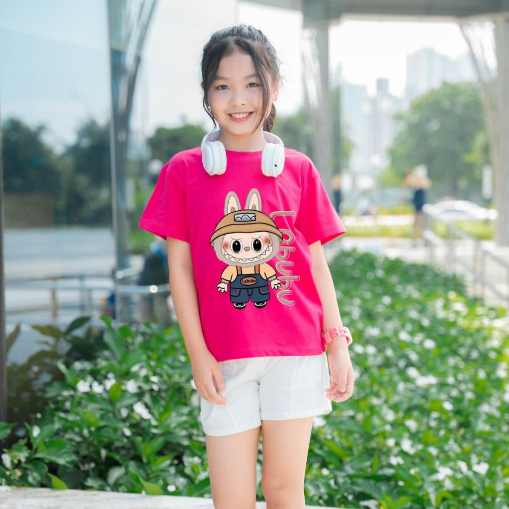 Áo thun bé gái in hình Labubu chữ dọc - Loza Kids AT2779_thumbnail_5
