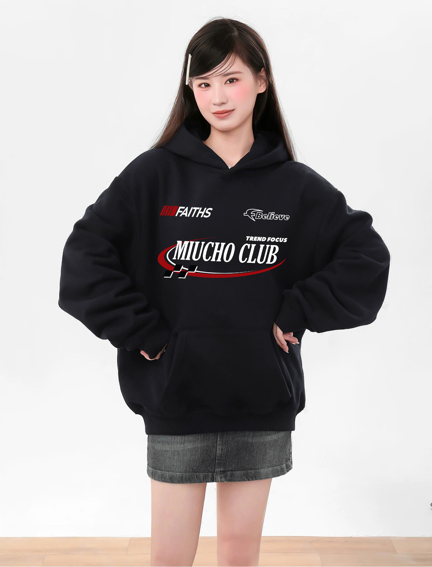 Áo hoodie nữ form rộng local brand HDD1620 Miucho vải nỉ chân cua dày dặn mũ tròn in typography_thumbnail_4