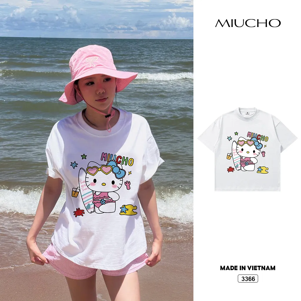 Áo thun boxy kitty mùa hè cute Miucho 3366