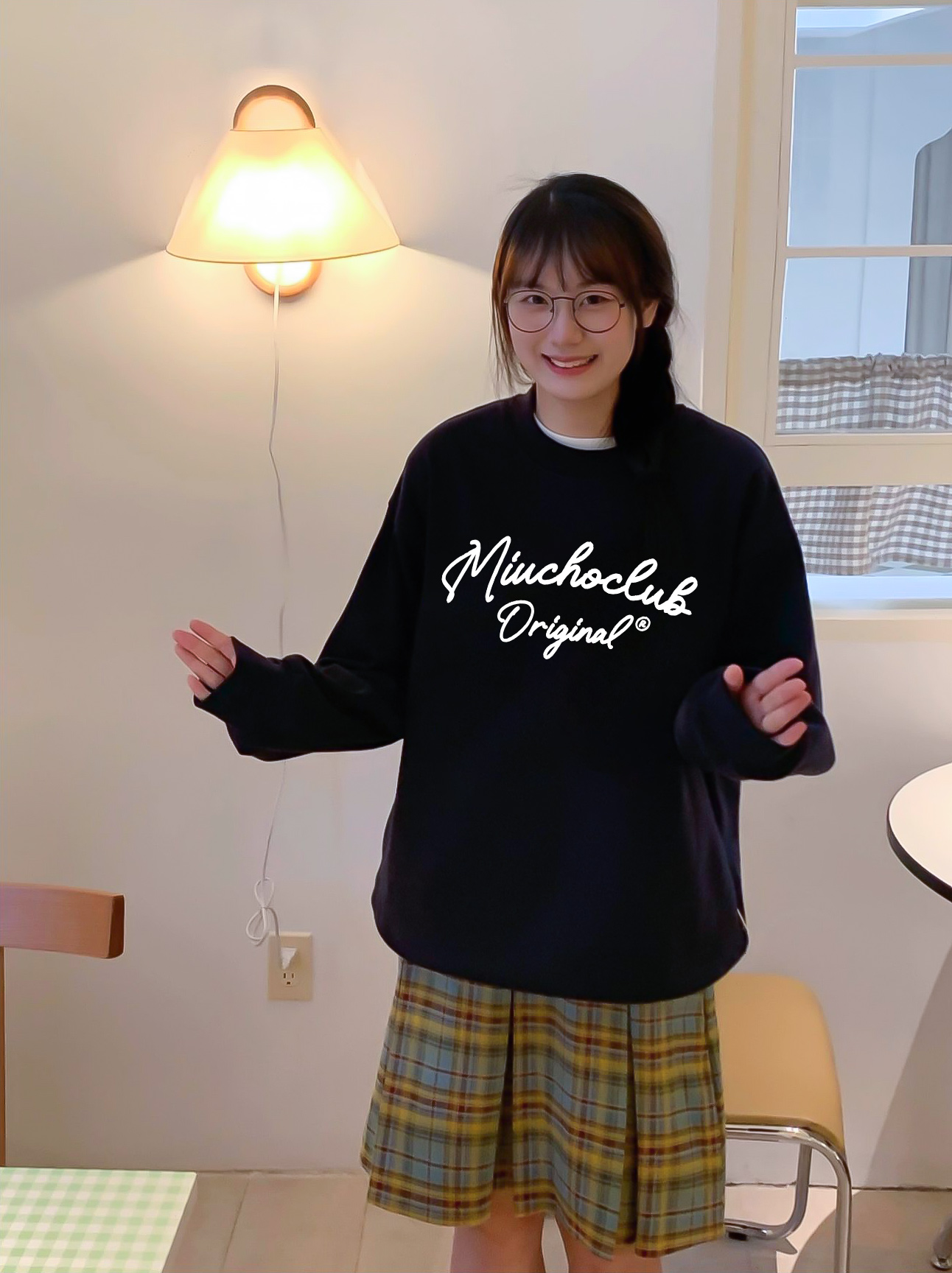 Áo sweater nữ form boxy 1911 Miucho cổ tròn vải nỉ bông 350 GSM dày dặn in basic_thumbnail_6