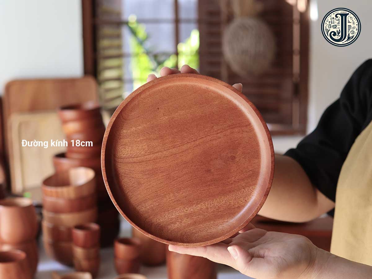 Khay gỗ tròn 18cm - J000257