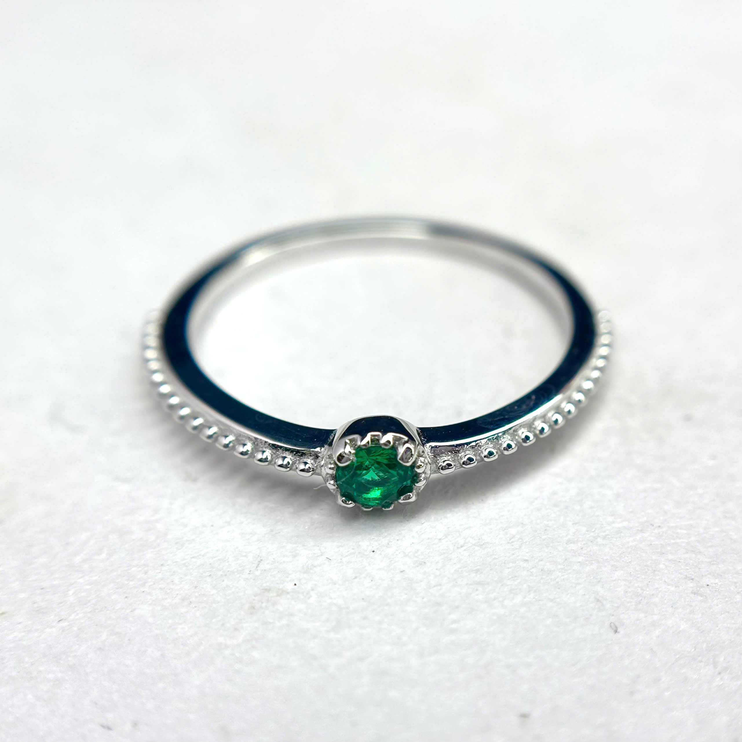 Nhẫn bạc xi bạch kim xanh mát size 6