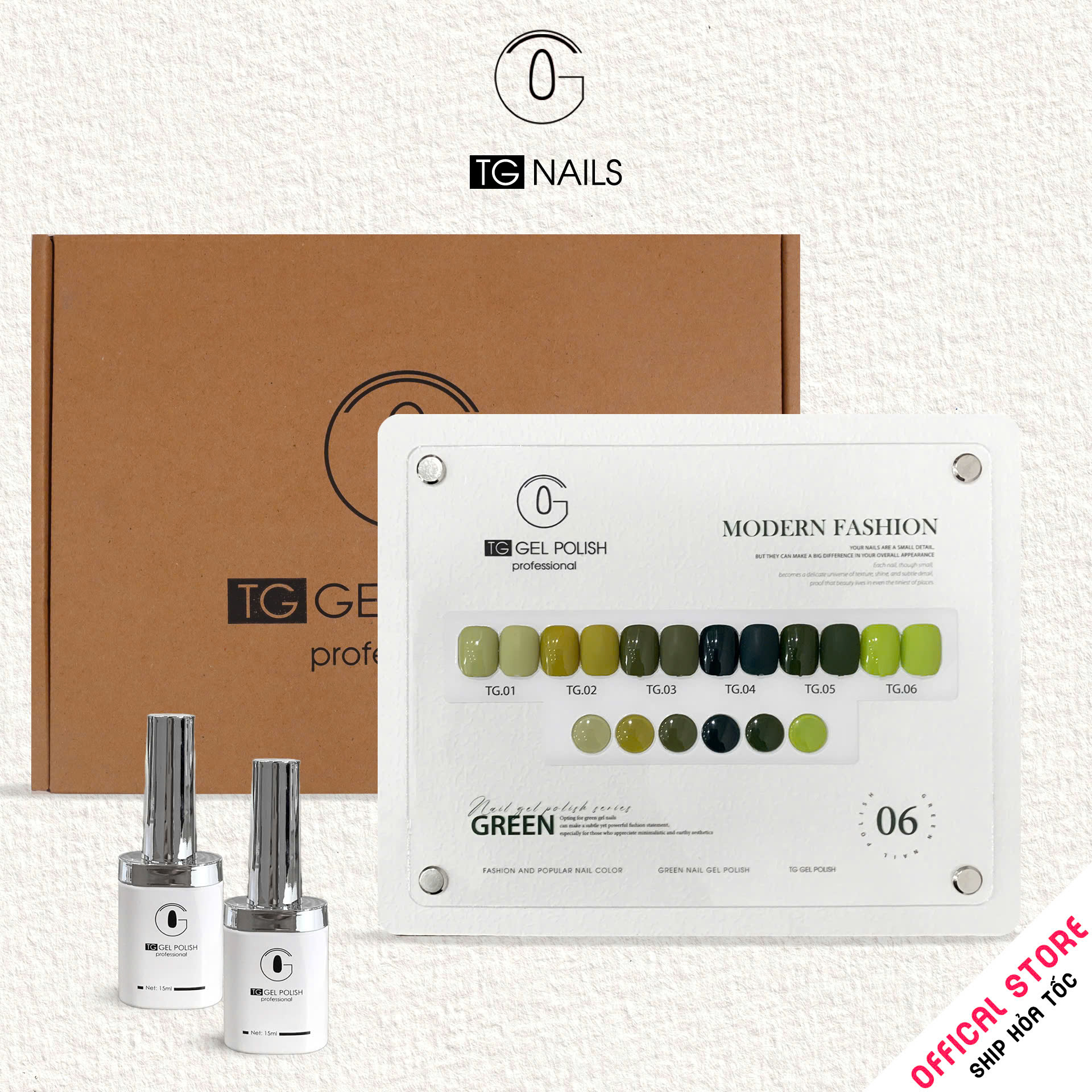 Set sơn gel 6 màu Xanh lá TG